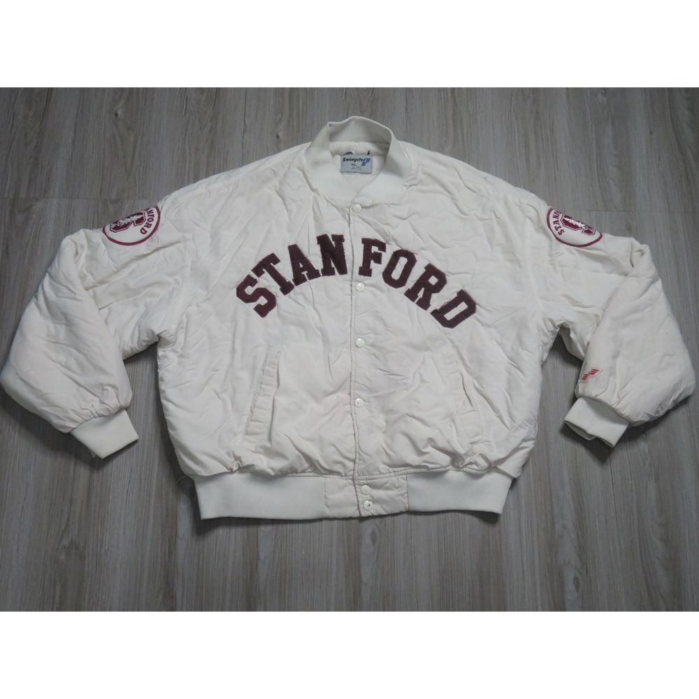 Vintage Stanford 80s Satin Bomber Jacket Size XL Men Pre Owned As Is READ! - Picture 1 of 10